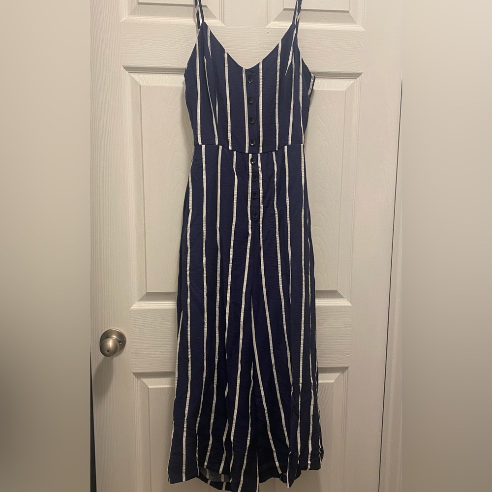 Navy striped jumpsuit